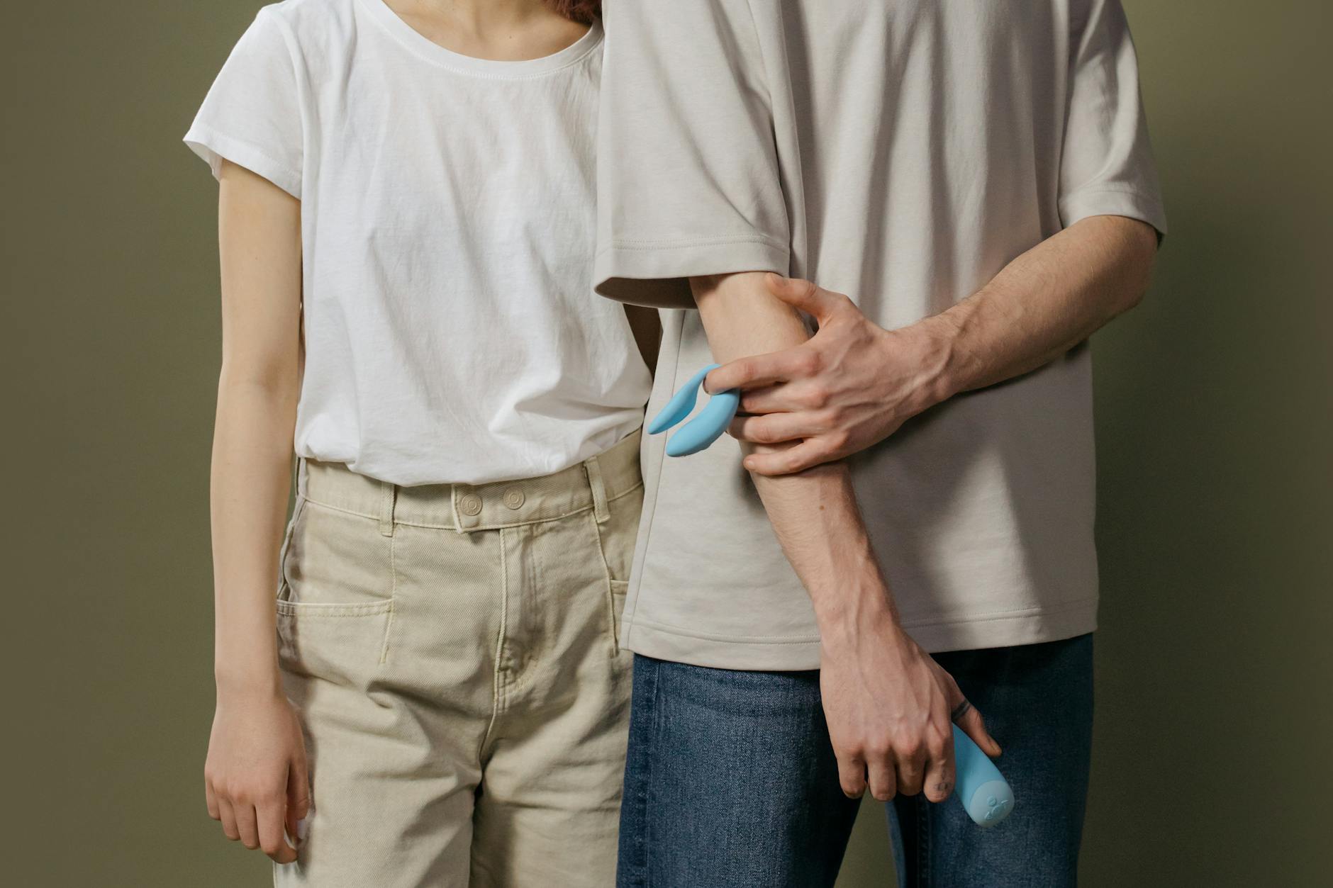 A couple exploring intimacy together with communication and trust during pelvic floor challenges